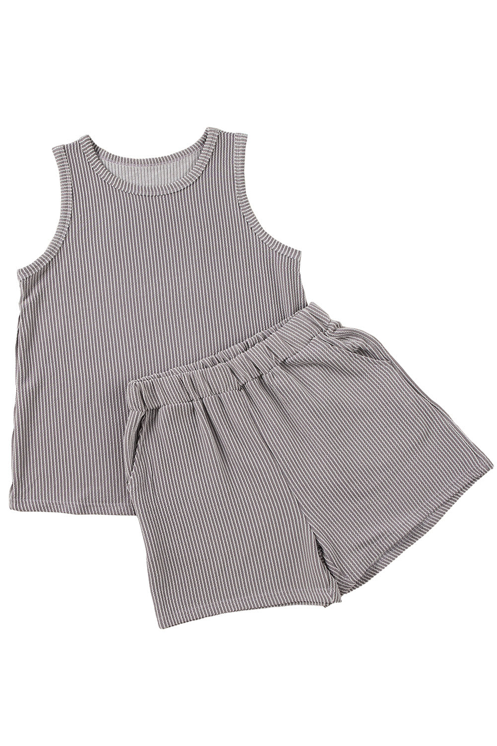 Conjunto top sin mangas con cordón gris medio y shorts con bolsillos