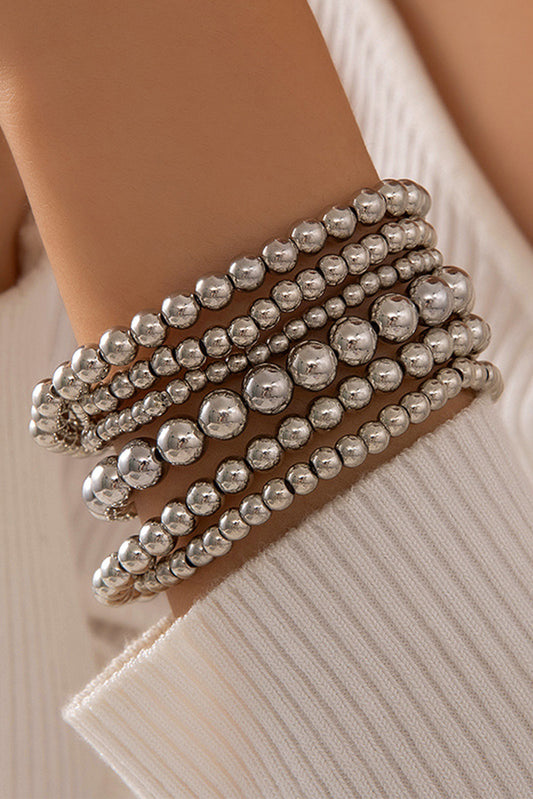 Pulsera con cuentas de perlas multicapa blanca