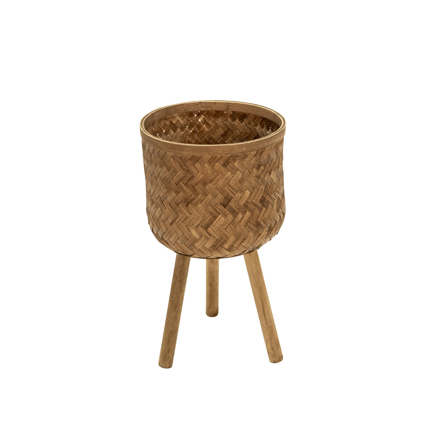 Brown Bamboo Planters w/ Plant Stand