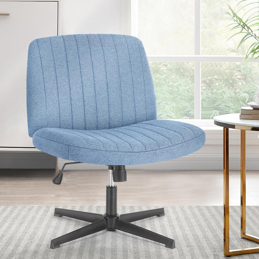 Blue Wide Armless Swivel Home Office Chair