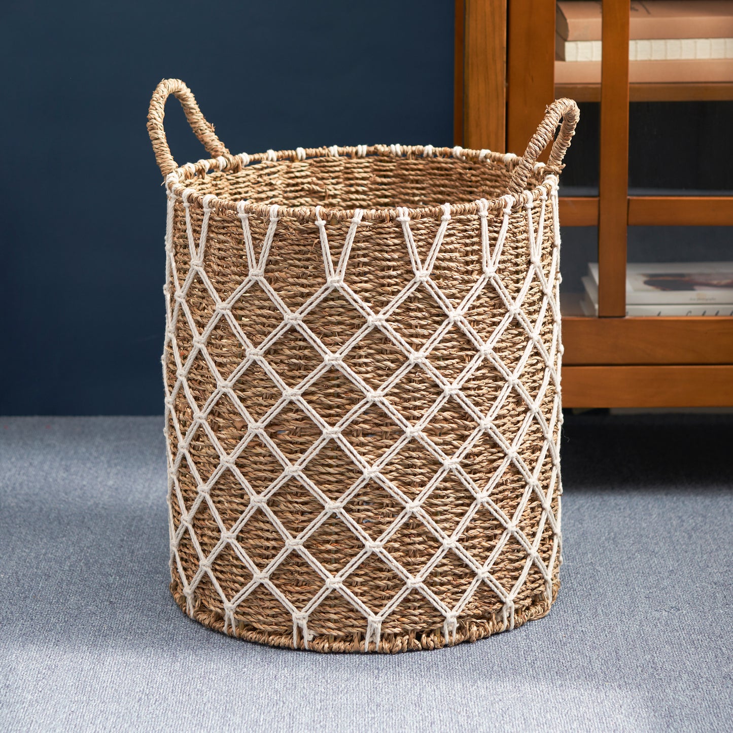 Natural Brown Woven Basket w/ Handles