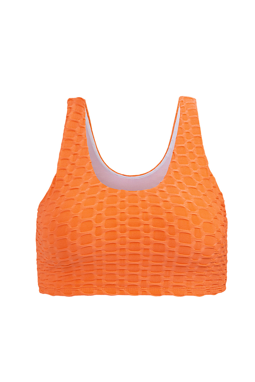 Top de bikini con textura de panal naranja