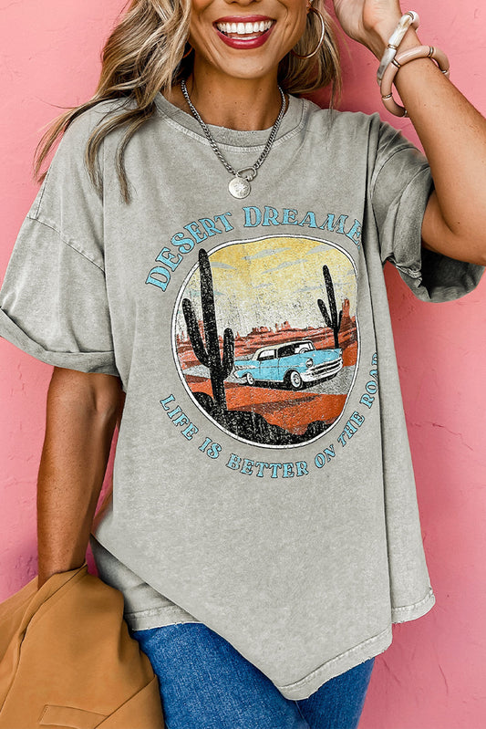 Camiseta vintage con lavado mineral gris Desert Dreamer