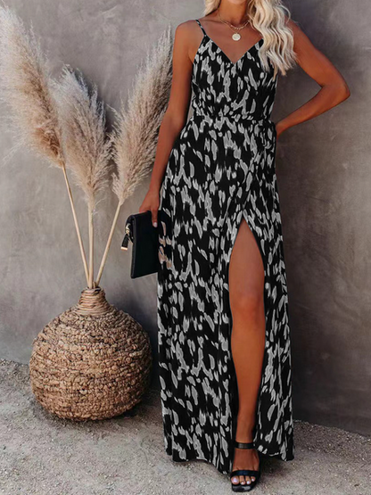 Printed Maxi Dress w/ Skinny Straps