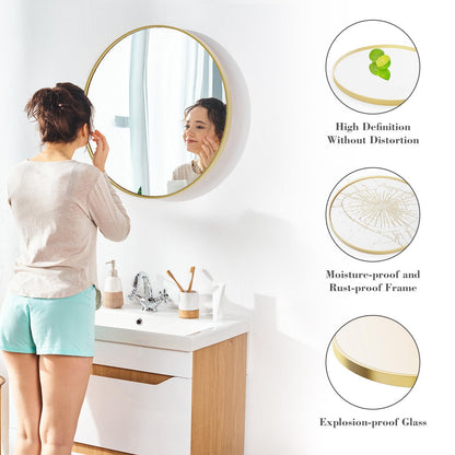 30" Gold Round Wall Mirror