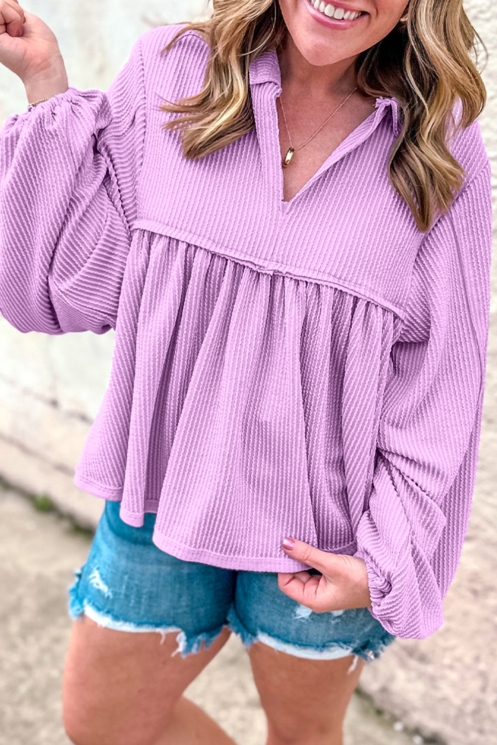 Bubble Sleeve Babydoll Top