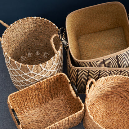 Natural Brown Woven Basket w/ Handles