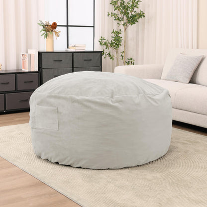 Grey Large Foam Filled Bean Bag Chair w/ Removable Cover