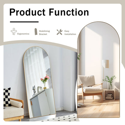 Metal Framed Arched Floor Standing Full-Length Mirror