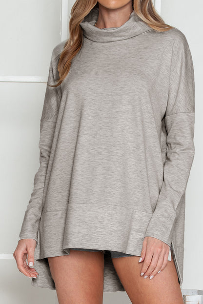 Cowl Neck Loose Fit Tunic Long Sleeve Top