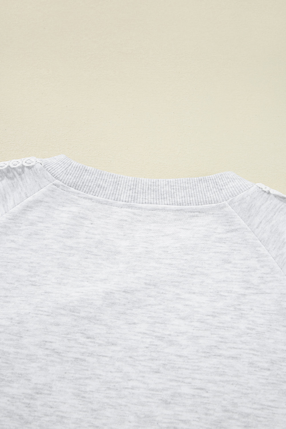 Light Grey Lace Patchwork Raglan Sleeve Crew Neck Sweatshirt