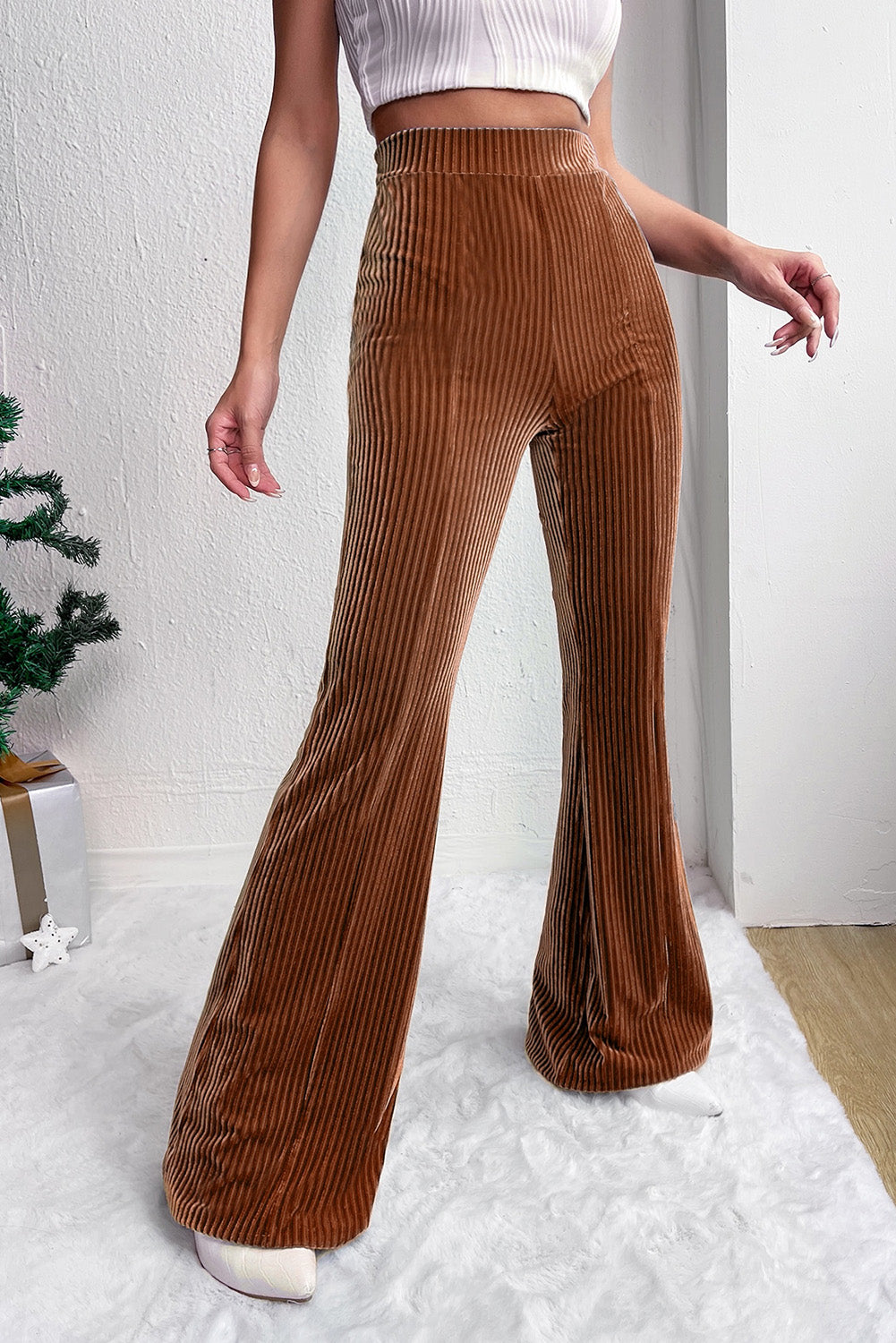 High Waist Corduroy Flare Pants