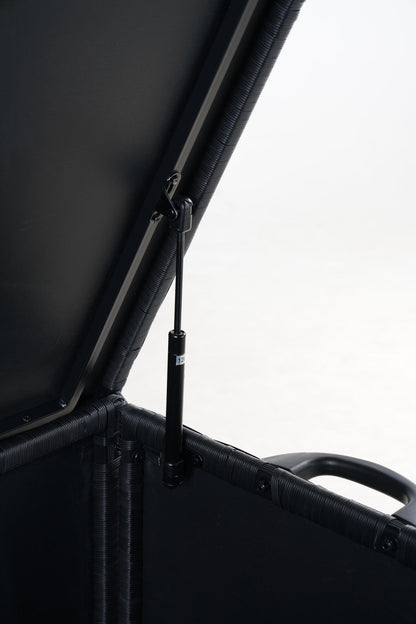 Black Iron Rattan Storage Bench
