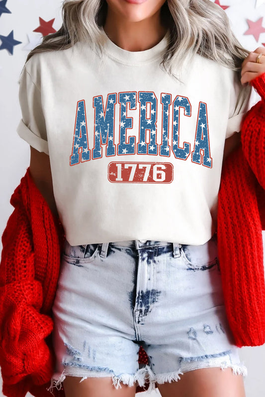 White Star AMERICA 1776 Print Independence Day Tee
