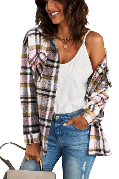 Plaid Button Front Pocket Shirt Shacket