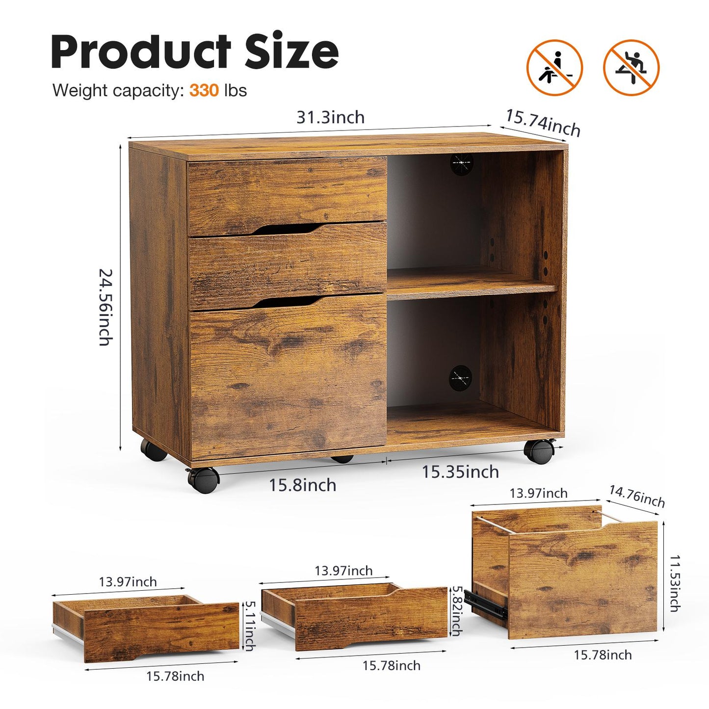 Brown Office Organizer Filing Cabinet