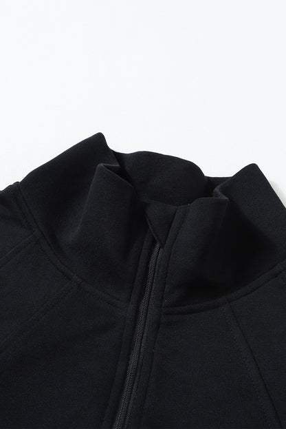 Zip Up Thumbhole Sleeve Sweatshirt