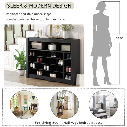 Black Sleek Modern Shoe Cabinet