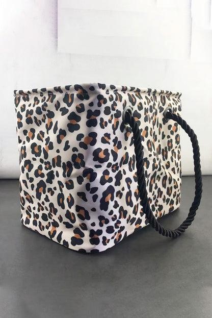 Neceser de lona impermeable con estampado de leopardo