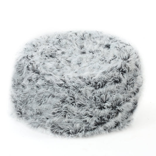 Grey & Silver Faux Fur Bean Bag