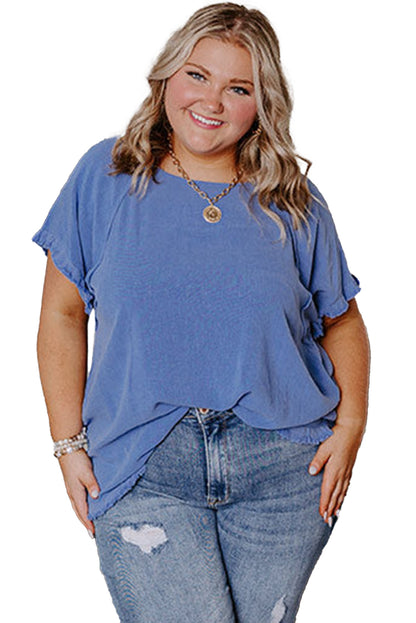 Blue Plus Size Short Sleeve Top