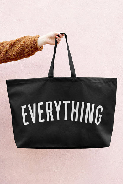 Negro 73*17*44cm EVERYTHING Bolso tote de lona grande con estampado de letras