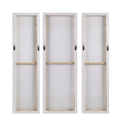 Off White Wood Triptych Dimensional Resin Canvas Wall Art Set