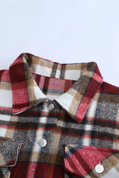 Plaid Button Front Pocket Shirt Shacket