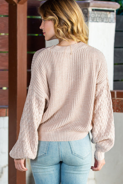 Parchment Chunky Knit Sleeve Drop Shoulder Sweater