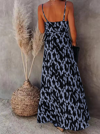 Printed Maxi Dress w/ Skinny Straps