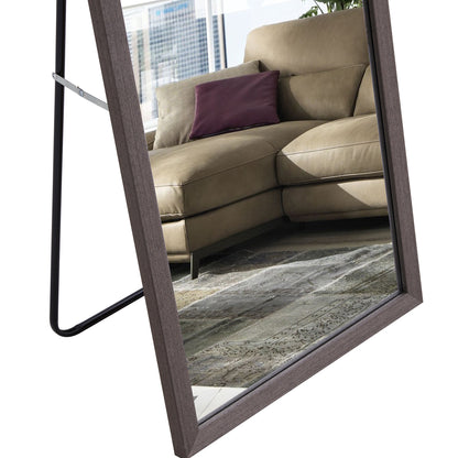 Gray Solid Wood Frame Full-Length Mirror