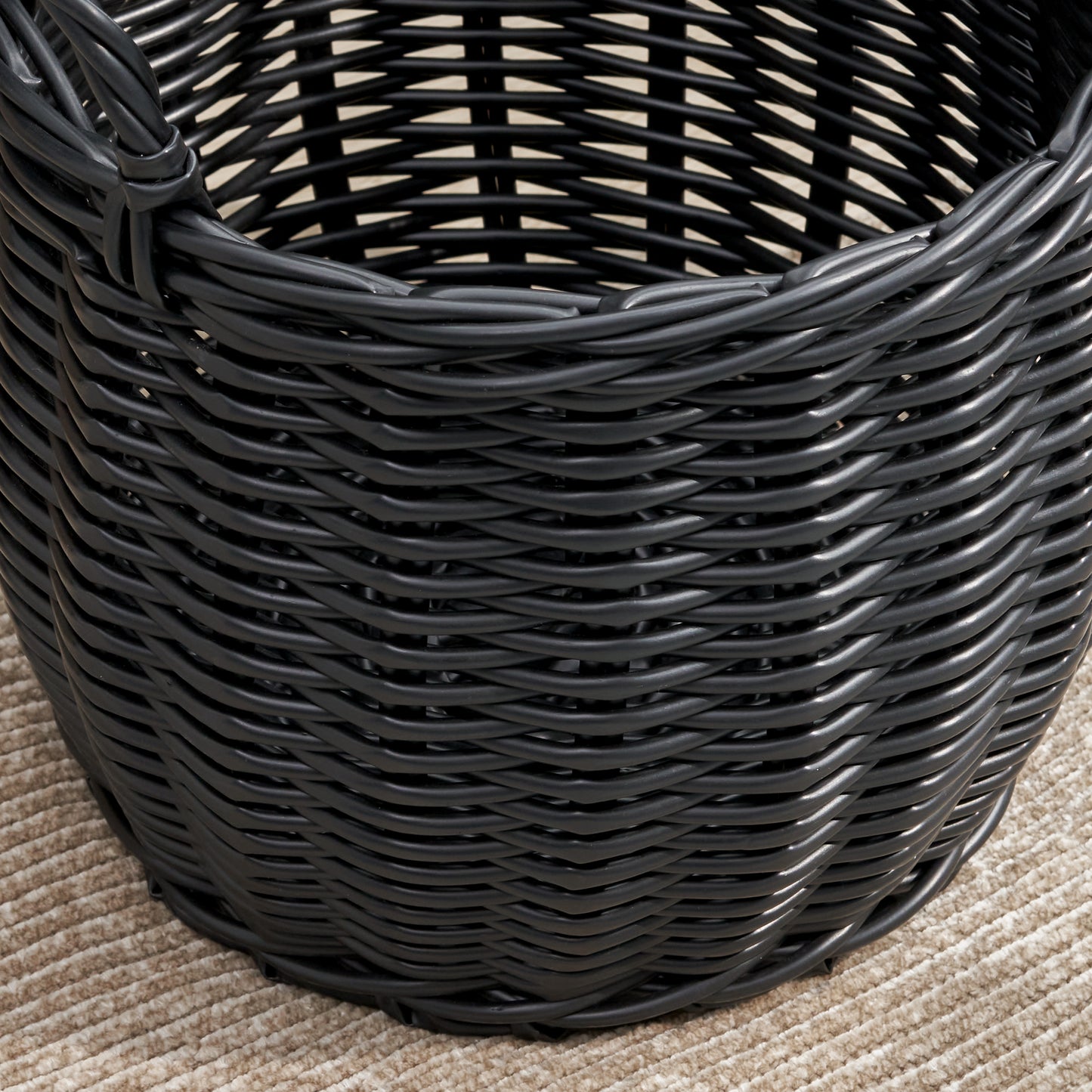 Black Woven Wicker Basket w/ Handles