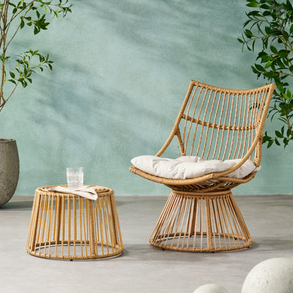 Light Brown Chair & Side Table