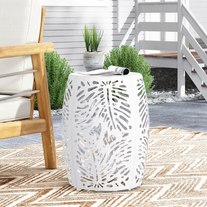 White Metal End Table