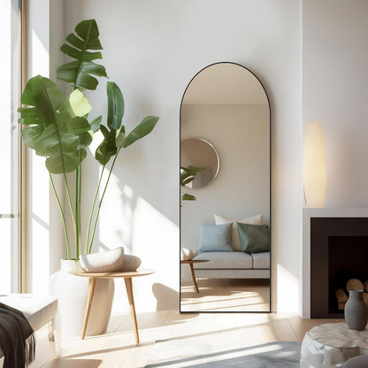 Black Arched Full Length Floor Mirror 21"x64"
