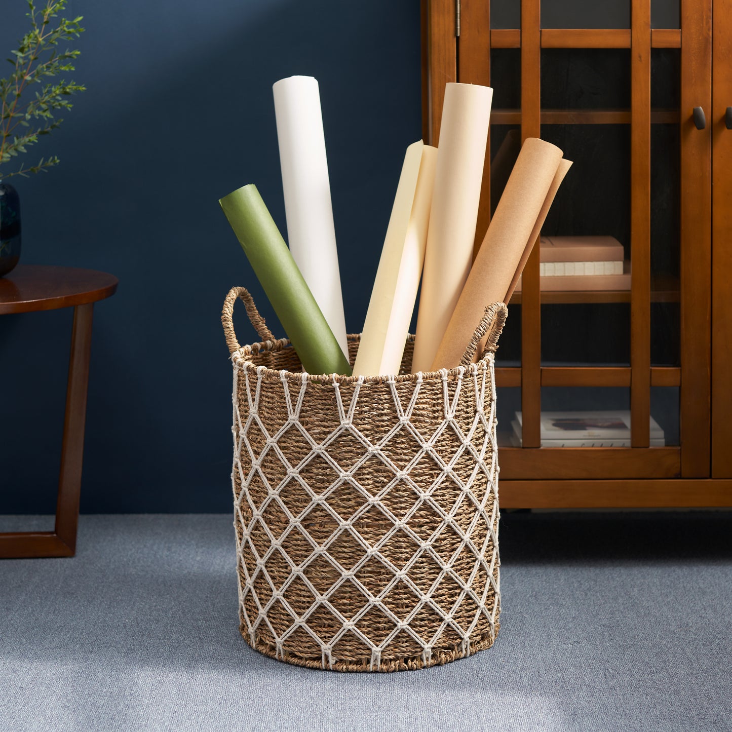 Natural Brown Woven Basket w/ Handles