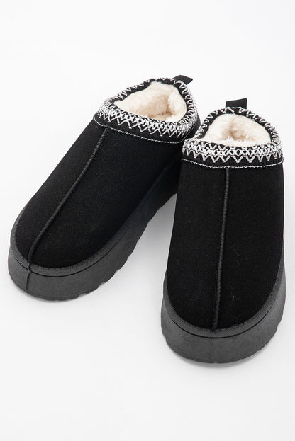 Black Suede Platform Snow Boots