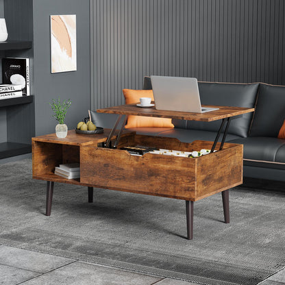 Brown Lift Top Coffee Table w/ Hidden Storage Compartment