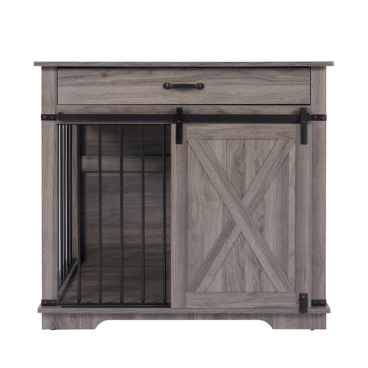 Grey Dog Crate Furniture Kennel for Small/Medium Dogs