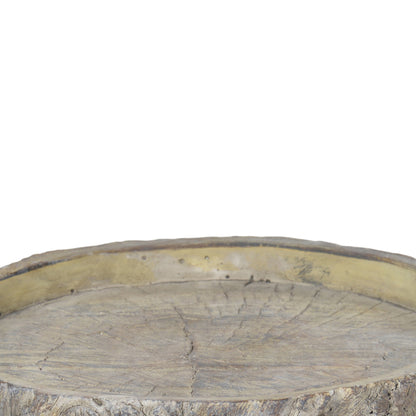 Gray Decorative Round Cemented Log Plate