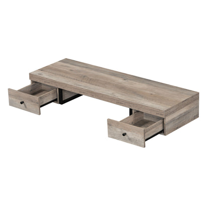 Log Gray Floating Vanity Shelf w/ Drawers