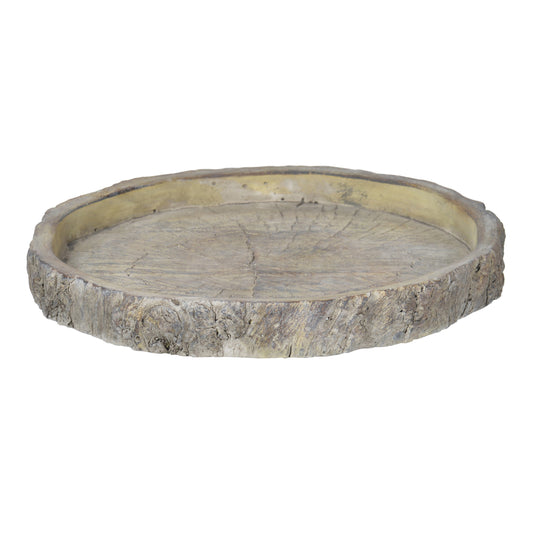 Gray Decorative Round Cemented Log Plate