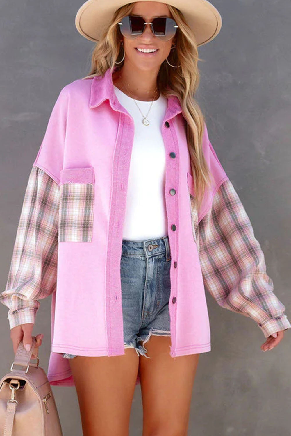 Plaid Patchwork Oversized Shacket