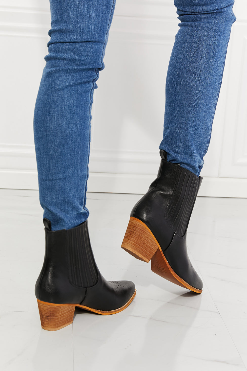 Black Stacked Heel Chelsea Boot