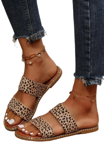 Leopard Strap Casual Flat Sandels