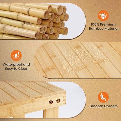Natural 3-Tier Bamboo Shoe Rack Bench