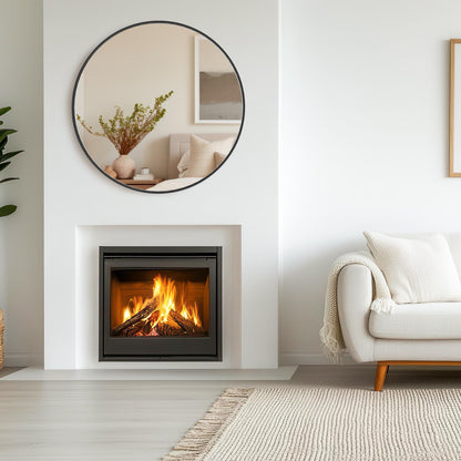 30" Black Round Wall Mirror