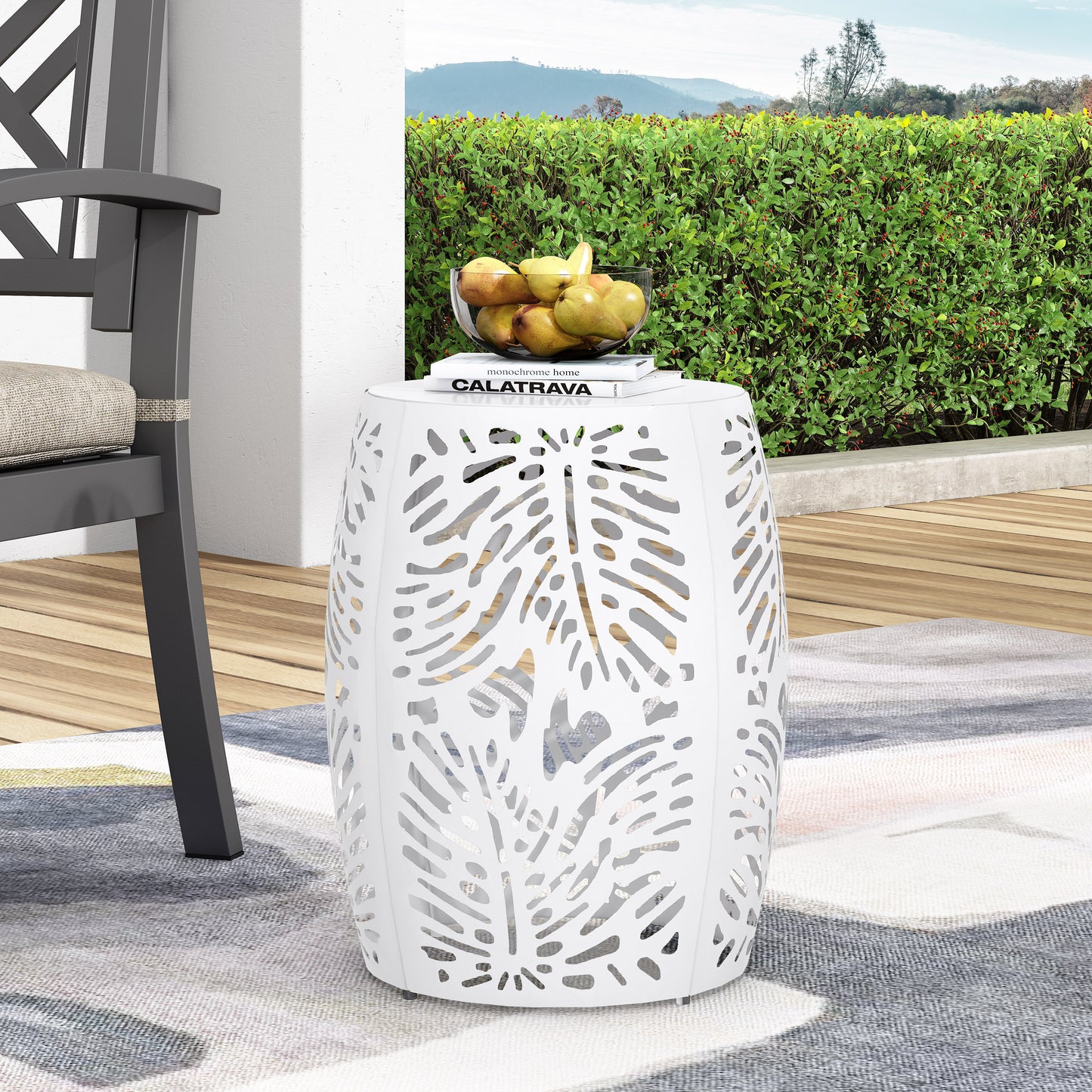 White Metal End Table