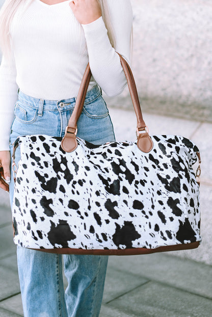 Bolso Tote De Piel Con Estampado De Lunares De Animales Blanco