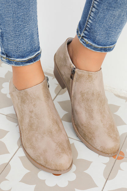 Taupe Tulip Opening Suede Ankle Boots